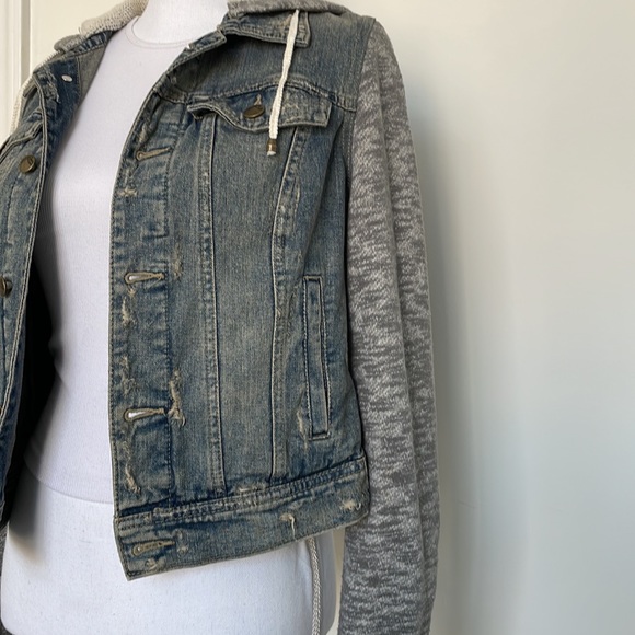 Free People Jean jacket with built-in hoodie US SMALL - Picture 4 of 12